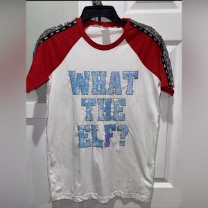 Victoria's Secret Pink Bling Iridescent Campus Tee Shirt Holiday Red Elf Small